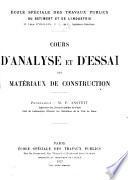 Cours d'analyse et d'essai des matériaux de construction