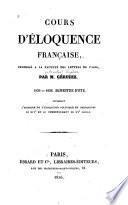 Cours d'éloquence française, professé, à la faculté des lettres de Paris, 1835-36, semestre d'été
