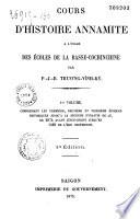 Cours d'histoire annamite à l'usage des écoles de la Basse-Cochinchine