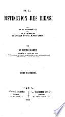 Cours de Code Napoléon: De la distinction des biens