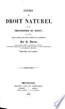Cours de droit naturel ou de philosophie du droit