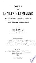 Cours de langue allemande à l'usage des classes élémentaires
