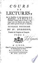 Cours de lectures sur les questions les plus importantes de la métaphysique, de la morale et de la théologie