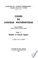 Cours de logique mathématique