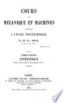 Cours de mécanique et machines ...