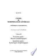 Cours de morphologie générale
