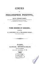 Cours de philosophie positive