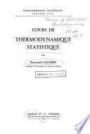 Cours de thermodynamique statistique