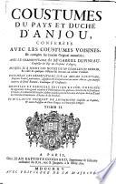Coûtumes du pays et duché d'Anjou