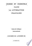 Crimes et criminels dans la littérature française