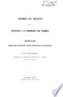 Crimes et délits contre et attentats à la propriété par cupidité