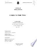 Criminal Law, General Principles, Fitness to Stand Trial