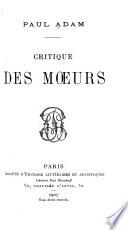 Critique des moeurs
