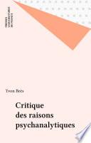 Critique des raisons psychanalytiques