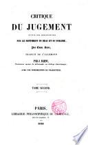 Critique du jugement suivie des observations sur le sentiment du beau et du sublime