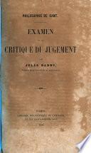 Critique du jugement suivie des observations sur le sentiment du beau et du sublime