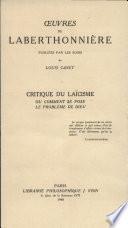 Critique Du Laicisme Ou Comment Se Pose Le Probleme De Dieu