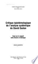 Critique épistémologique de l'analyse systémique de David Easton