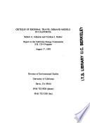 Critique of Regional Travel Demand Models in California