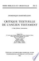 Critique textuelle de l'Ancien Testament: Isaïe, Jérémie, Lamentations