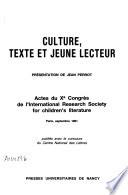 Culture, texte et jeune lecteur
