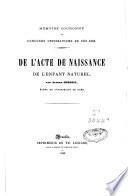 De l'acte de naissance de l'enfant naturel