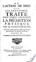 De l'action de Dieu sur les creatures