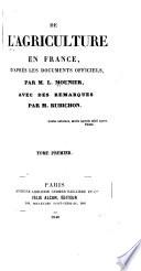 De l'agriculture en France d'après les documents officiels