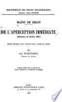 De l'aperception immédiate