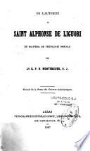 De l'autorité de Saint Alphonse de Liguori en matière de théologie morale