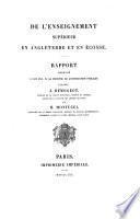 De l'enseignement supérieur en Angleterre et en Écosse