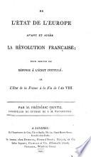 De l'état de l'Europe avant et après la révolution française;