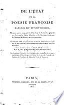 De l'état de la poésie françoise dans les XIIe et XIIIe siècles