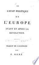 De l'état politique de l'Europe avant et après la Révolution