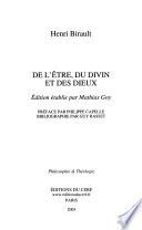 De l'être, du divin et des dieux