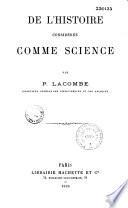 De l'histoire considérée comme science