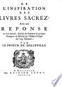 De l'inspiration des livres sacrez