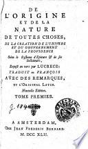 De l'origine de la nature de toutes choses