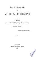 De l'origine des Vaudois du Piémont