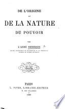 De l'origine et de la nature du pouvoir