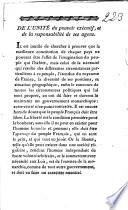 De l'Unité du pouvoir exécutif et de la responsabilité de ses agens