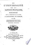 De l'universalité de la langue française