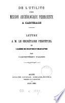 de l'utilite dune mission archeologique permanente a carthage