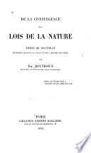 De la contingence des lois de la nature