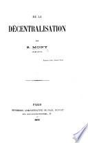 De la Décentralisation