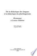 De la didactique des langues à la didactique du plurilinguisme