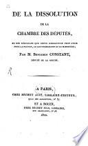 De la Dissolution de la Chambre des Députés