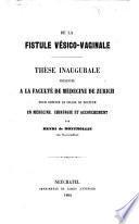 De la fistule vésico-vaginale