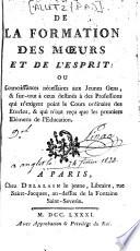 De la formation des mœurs et de l'esprit