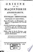 De La Maçonneeie Adonhiramite